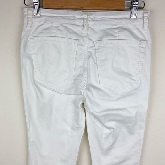 Free People Pintuck Mid-Rise Raw Hem Skinny Jeans - White - Picture 7 of 8